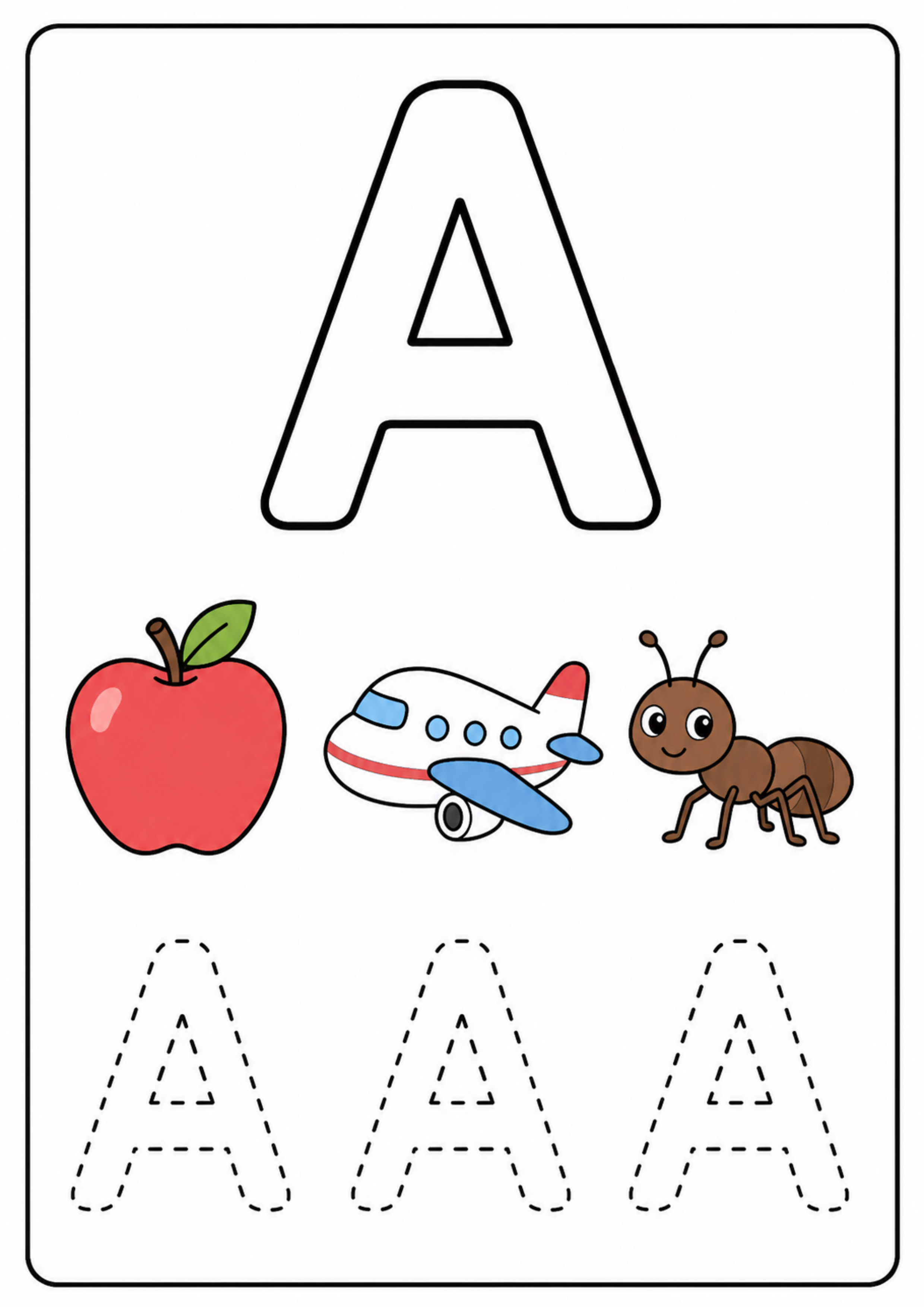 Contoh worksheet huruf A